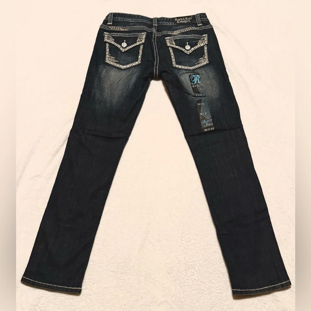Rock & Roll Cowgirl Dark Blue Skinny Jeans Low Rise - Picture 5 of 5